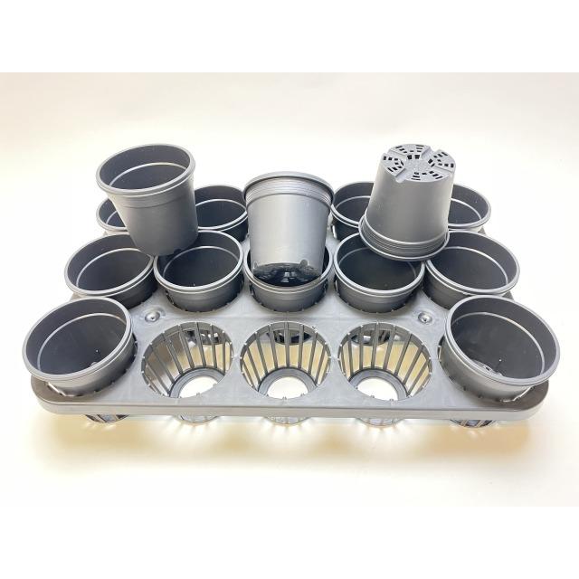 コユタロウ 　TKP POT 3号深鉢 5点セット 7.5cmポットや2.5号鉢用丸型枠トレイ：3×5=15鉢用(標準の2/3サイズ)＋