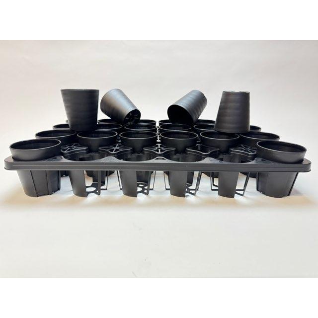 7.5cmポットや2.5号鉢用丸型枠トレイ：4×6=24鉢用＋陶器風プラ鉢