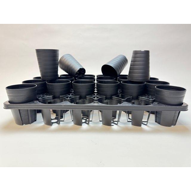 7.5cmポットや2.5号鉢用丸型枠トレイ:4×6=24鉢用+陶器風プラ鉢 7.5cmポットや2.5号鉢用丸型枠トレイ:4×6=24鉢用+陶器風プラ鉢