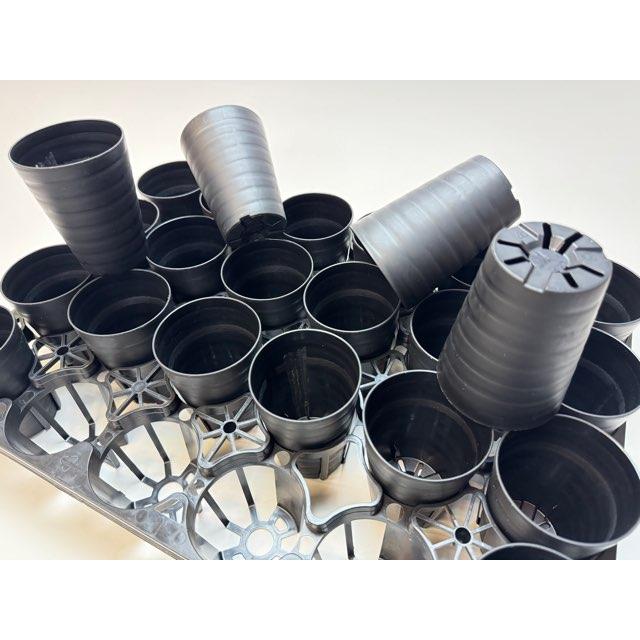 7.5cmポットや2.5号鉢用丸型枠トレイ:4×6=24鉢用+陶器風プラ鉢 7.5cmポットや2.5号鉢用丸型枠トレイ:4×6=24鉢用+陶器風プラ鉢