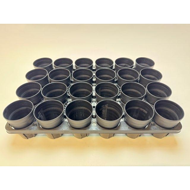 7.5cmポットや2.5号鉢用丸型枠トレイ:4×6=24鉢用+陶器風プラ鉢 7.5cmポットや2.5号鉢用丸型枠トレイ:4×6=24鉢用+陶器風プラ鉢