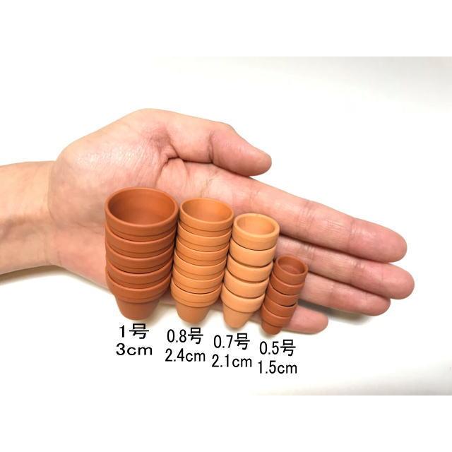 マイクロ・テラコッタ鉢-0.5号鉢(外径φ1.5×高さ1.3cm/☆小さい方から
