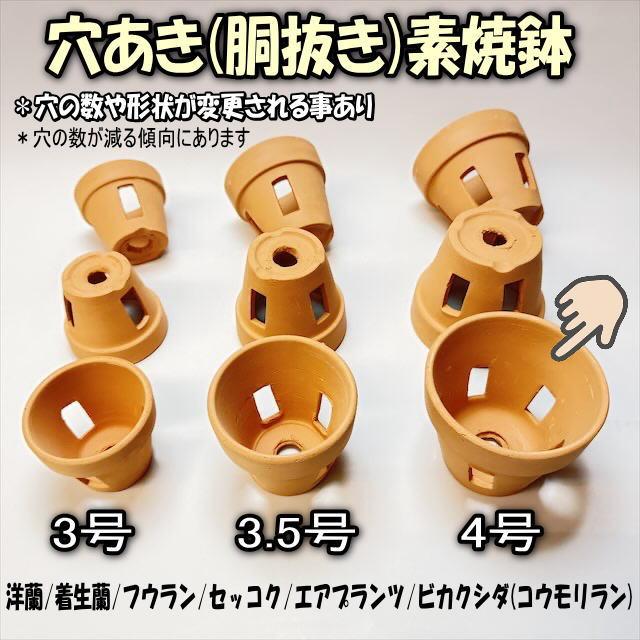 R8/7/4少量入荷！穴あき(胴抜き)素焼鉢-4号[長四角形穴]洋蘭/着生蘭