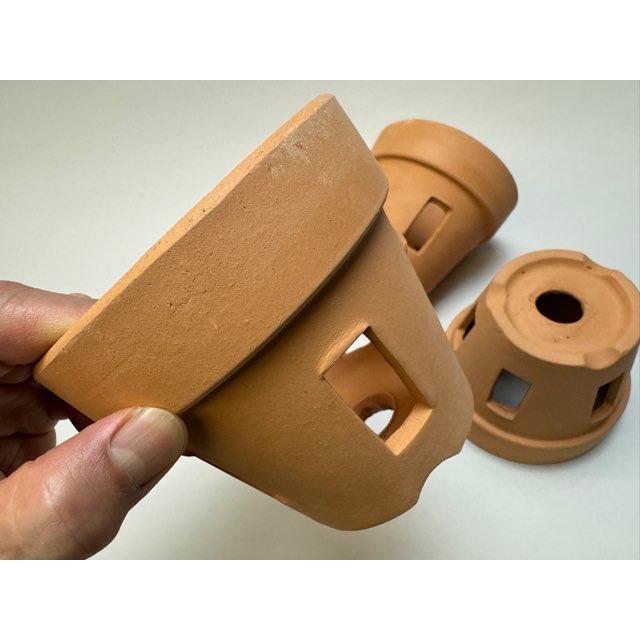 R8/7/4少量入荷！穴あき(胴抜き)素焼鉢-4号[長四角形穴]洋蘭/着生蘭