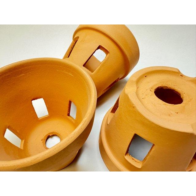 R8/7/14入荷(新)側面穴5ヶ所＊穴あき(胴抜き)素焼鉢-4号[長四角形穴]洋