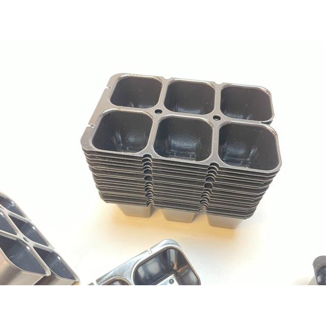 育苗ミニポット:カットセルトレイ-3×2=6穴[植穴:大3.9cm四角]工場分割