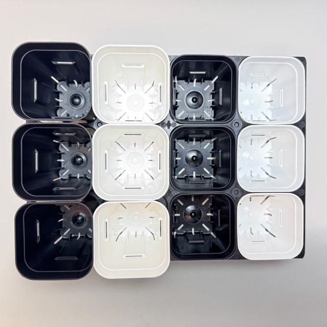 MORIYAMA ブラック(茶結晶)フラットプレート28cm9枚セット 9cmポットや2.5-3号鉢用四角型枠(プレステラ90対応)トレイ