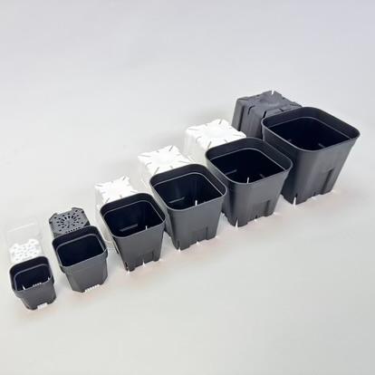 新)プレステラ120標準鉢(浅型鉢)-(硬質スリットポット4号)-黒[四角