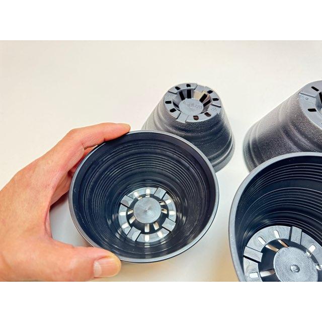 セラアート平鉢(丸鉢)-12号-黒(陶器風プラ鉢)(直径φ約12cmで一般的な4