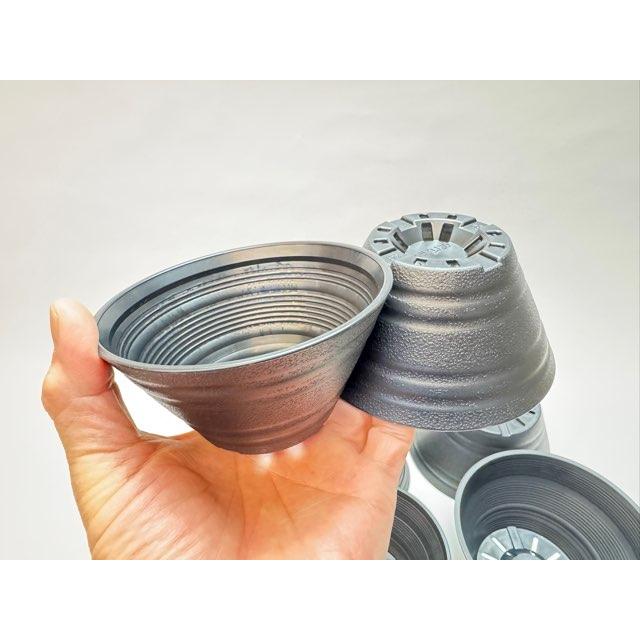 セラアート平鉢(丸鉢)-12号-黒(陶器風プラ鉢)(直径φ約12cmで一般的な4