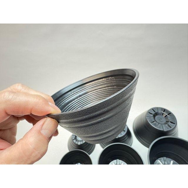 セラアート平鉢(丸鉢)-12号-黒(陶器風プラ鉢)(直径φ約12cmで一般的な4