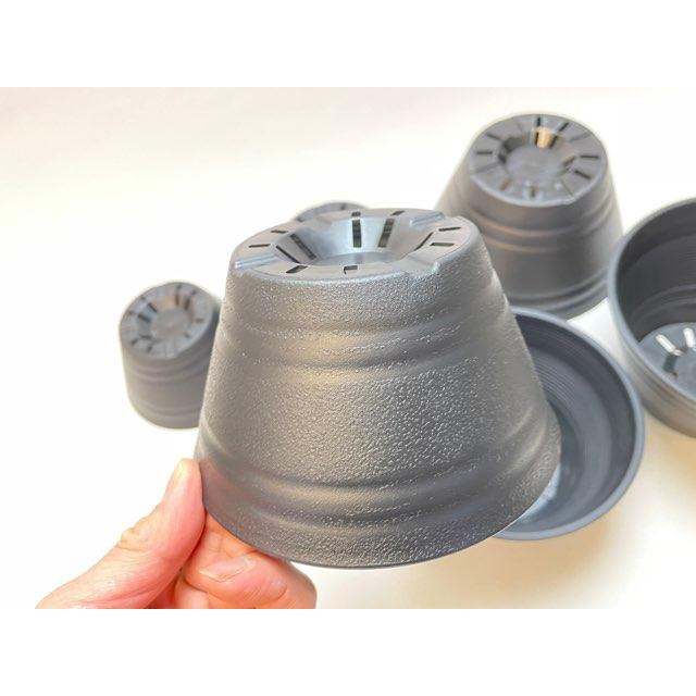 丸鉢　淡緑　直径15cm セラアート平鉢(陶器風プラ鉢丸鉢)-27号-黒(直径φ約27cmで一般的