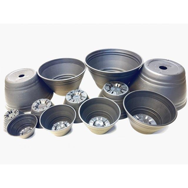 盆栽鉢　深め　丸 セラアート平鉢(丸鉢)-27号-黒(陶器風プラ鉢)(直径φ約27cmで一般