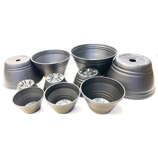 お買い得！SALE！不揃い商品　浅鉢11個21cm位　C セラアート平鉢(丸鉢)-33号-黒(陶器風プラ鉢)(直径φ約33cmで一般