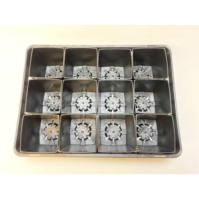 生産者仕様の園芸トレイ：黒 (ハーフ)＋3.5号-スクウェアどっしり型