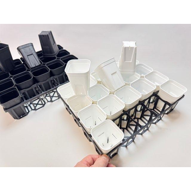 7.5cmポットや2号鉢用四角型枠トレイ：ハーフ標準型[H6.4cm]-20鉢用＋