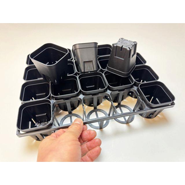 7.5cmポットや2号鉢用四角型枠トレイ：ハーフ浅型[H5.5cm]-20鉢用＋