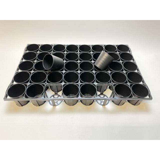 7.5cmポットや2号鉢用四角型枠トレイ(大)-40鉢用＋陶器風プラ鉢