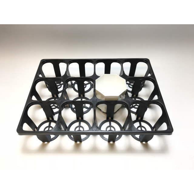 9cmポットや2.5-3号鉢用四角型枠トレイ：ハーフ-12鉢用＋八角縁切立白