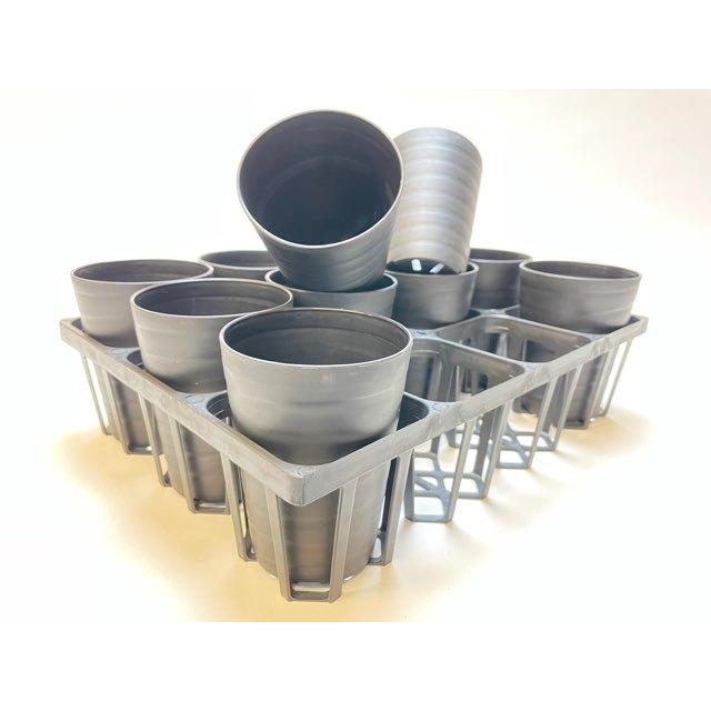 プレステラ90対応：四角型枠黒トレイハーフ＋陶器風プラ鉢セラアート長