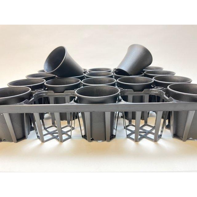 プレステラ105対応：四角型枠黒トレイ大＋厚手のプラ鉢-スマート3号-黒