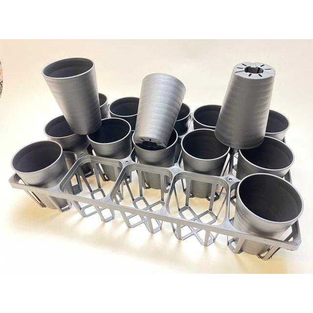 プレステラ深鉢-120対応四角枠トレイ＋陶器風プラ鉢セラアート長鉢-3.5