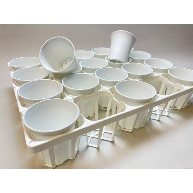 プレステラ105対応：四角型枠白トレイ大＋厚手のプラ鉢-スマート3号-白