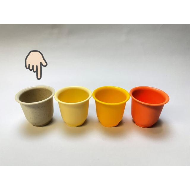 厚手のプラ鉢-ふっくら2号ミニ【サンドベージュ】(砂みかげ)※黒点模様