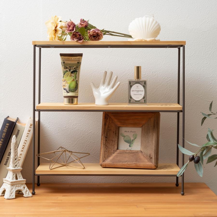 オープンラック 3段 高さ40 ミニラック おしゃれ シェルフ 天然木 飾り棚 AKB-403 BR/IV オープンラック AKB-403BR | 