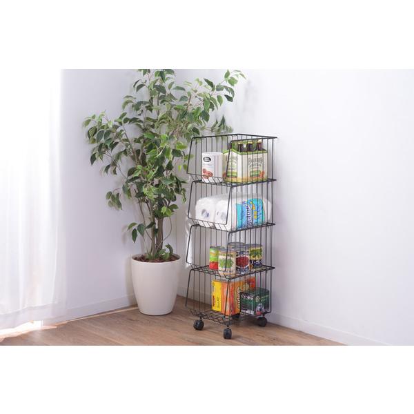 マルチワゴン ラック スタッキング キャスター付き 4D 収納 ワゴン 4段タイプ スチール アメリカンヴィンテージ AKB-439 BK |  | 05