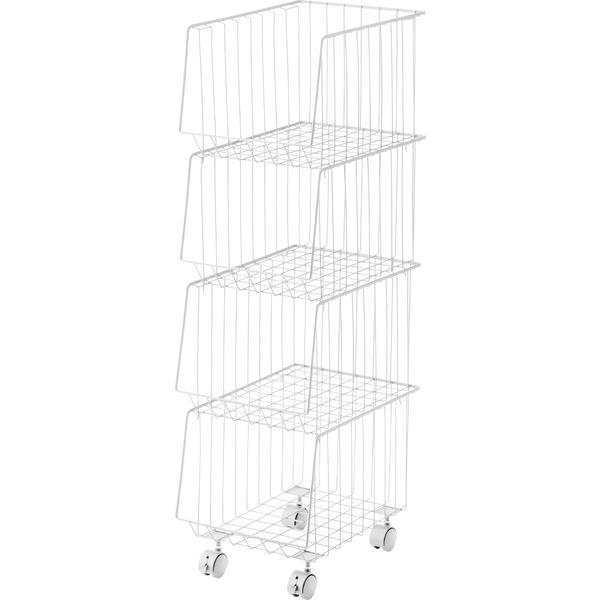 マルチワゴン ラック スタッキング キャスター付き 4D 収納 ワゴン 4段タイプ スチール アメリカンヴィンテージ AKB-439 WH |  | 02