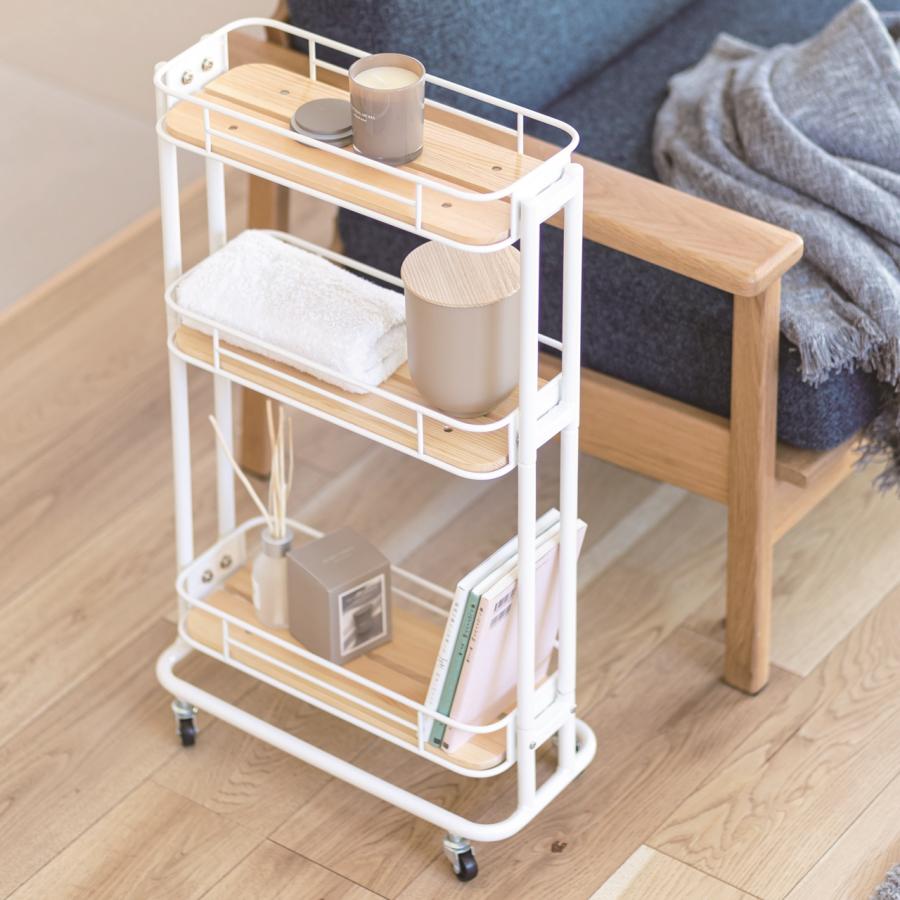 ワゴン ラック ワゴンラック キッチンワゴン 収納 北欧風 3段 スリム 隙間収納 ビーワイケージ スリムワゴン BCW200WH | マッシュ