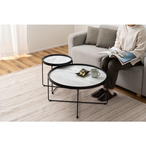 ラウンドトレーテーブル L センターテーブル 大理石調 トレー サイドテーブル ナイトテーブル 折りたたみ CIR-502ST |  | 11