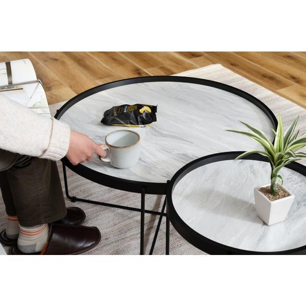 ラウンドトレーテーブル L センターテーブル 大理石調 トレー サイドテーブル ナイトテーブル 折りたたみ CIR-502ST |  | 13
