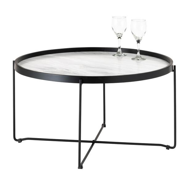 ラウンドトレーテーブル L センターテーブル 大理石調 トレー サイドテーブル ナイトテーブル 折りたたみ CIR-502ST |  | 01