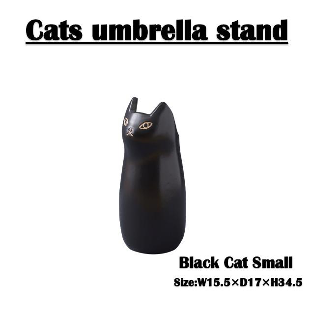 傘立て おしゃれ 陶器 スリム 屋外 北欧 コンパクト 白 シンプル 猫 ねこ 動物 玄関 省スペース アンブレラスタンド CLY-13BK | 