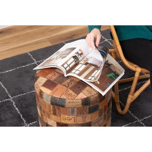 スツール 椅子 チェア おしゃれ リビング 革 オットマン 丸型 パッチワーク ラウンドスツール FAB-006 |  | 06