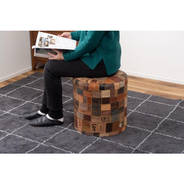 スツール 椅子 チェア おしゃれ リビング 革 オットマン 丸型 パッチワーク ラウンドスツール FAB-006 |  | 08