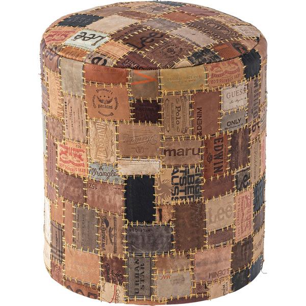 スツール 椅子 チェア おしゃれ リビング 革 オットマン 丸型 パッチワーク ラウンドスツール FAB-006 |  | 01