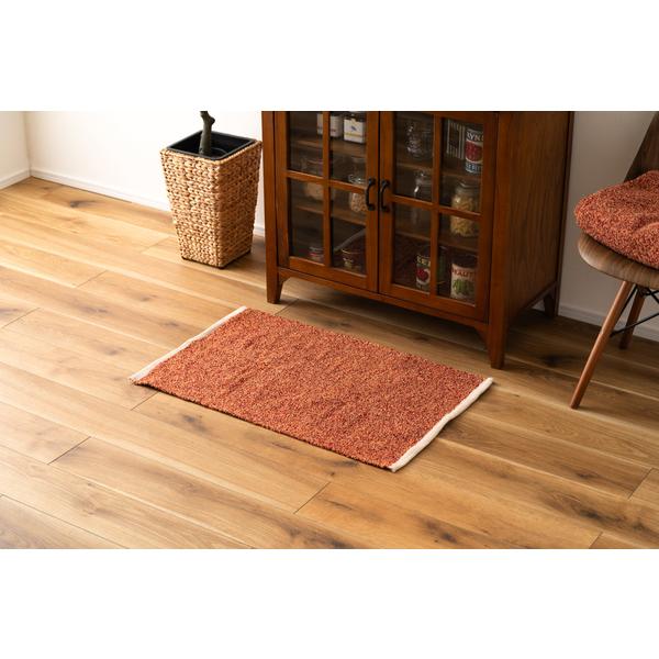 マット オレンジ だいだい色 長方形 おしゃれ キッチン ブークレ生地 くすみカラー 玄関 無地 シンプル 四角 リビング もこもこ 北欧 モダン FAB-301OR |  | 08