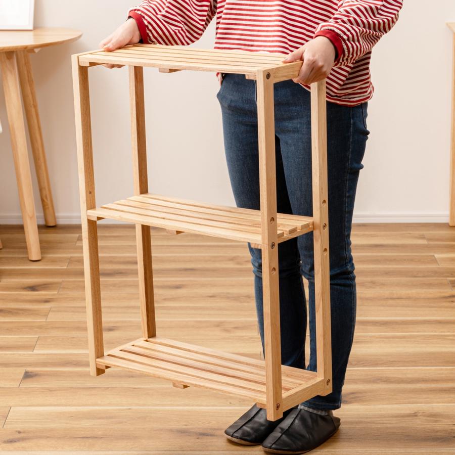 シェルフ スリム 棚 収納 棚板可動 高さ調節 天然木 シンプル おしゃれ 北欧 HOW-006NA | 