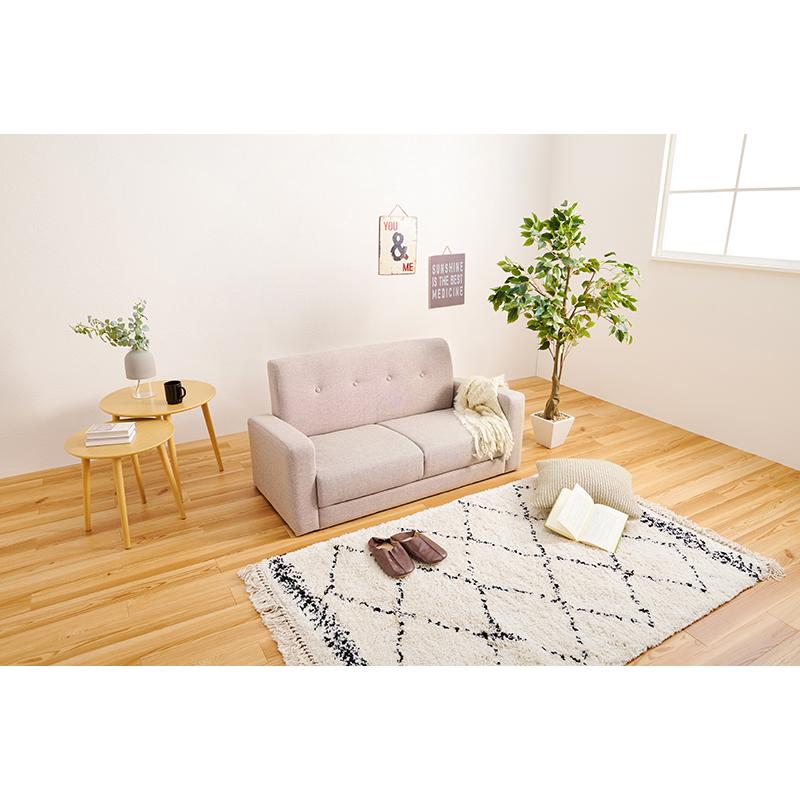 ソファ 2人掛け おしゃれ コンパクト 北欧 ファブリック 二人 一人暮らし ワンルーム リビング シンプル 天然木 ローソファ 脚付き ケイディ2P-BE |  | 18