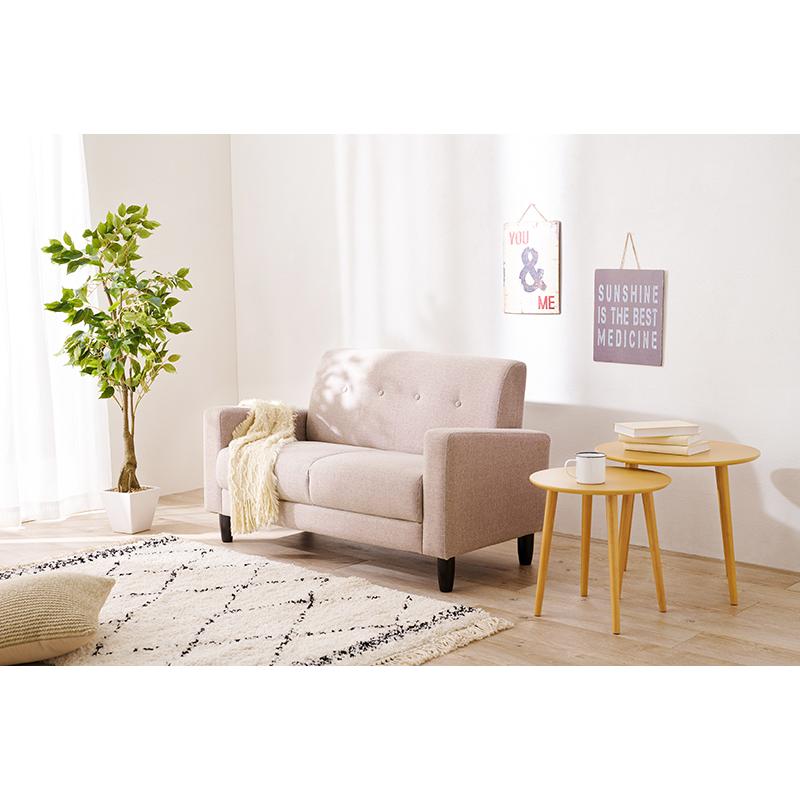 ソファ 2人掛け おしゃれ コンパクト 北欧 ファブリック 二人 一人暮らし ワンルーム リビング シンプル 天然木 ローソファ 脚付き ケイディ2P-BE |  | 19