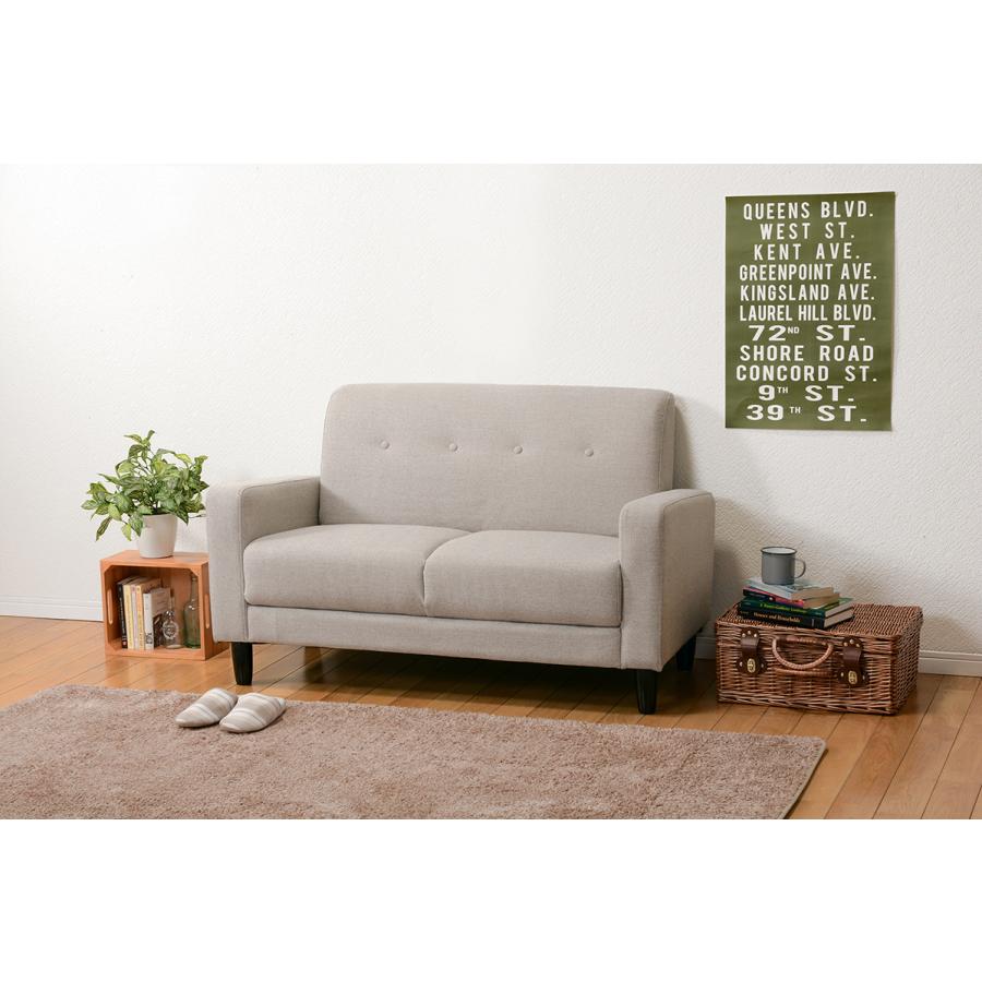 ソファ 2人掛け おしゃれ コンパクト 北欧 ファブリック 二人 一人暮らし ワンルーム リビング シンプル 天然木 ローソファ 脚付き ケイディ2P-BE |  | 07