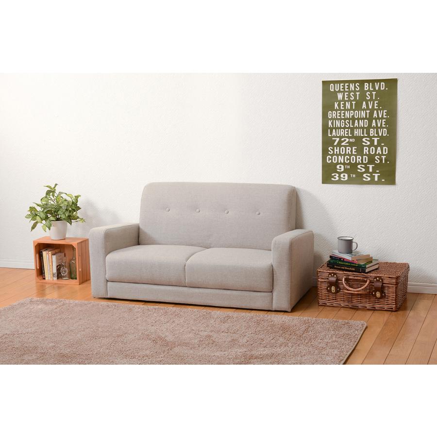 ソファ 2人掛け おしゃれ コンパクト 北欧 ファブリック 二人 一人暮らし ワンルーム リビング シンプル 天然木 ローソファ 脚付き ケイディ2P-BE |  | 08