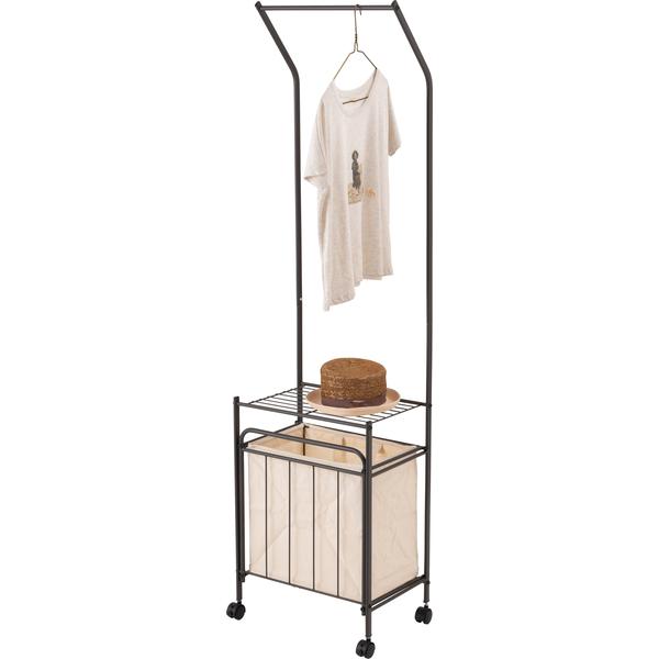 ランドリーハンガー ランドリーバスケット キャスター付き バスケット付き 物干し 洗濯物 収納 シンプル MIP-62DGY |  | 02