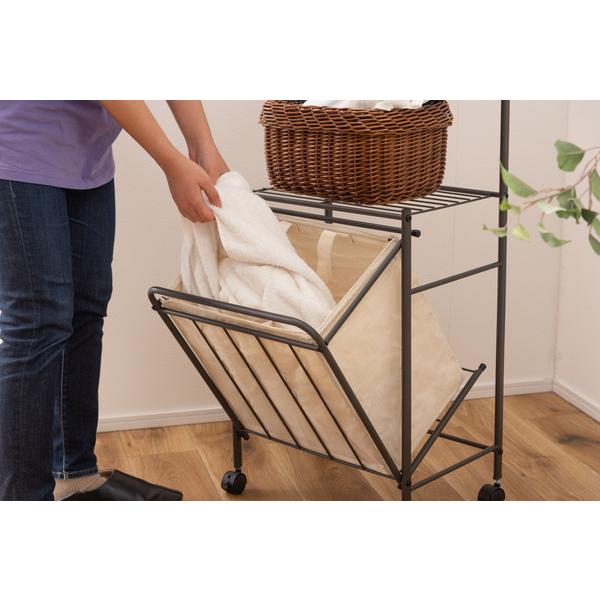 ランドリーハンガー ランドリーバスケット キャスター付き バスケット付き 物干し 洗濯物 収納 シンプル MIP-62DGY |  | 06