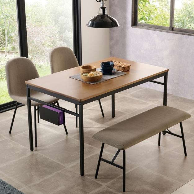 ダイニングテーブル デザインテーブル シンプル アイアン 天然木 インダストリアル テッシュホルダー ノアル テーブル 120 | 