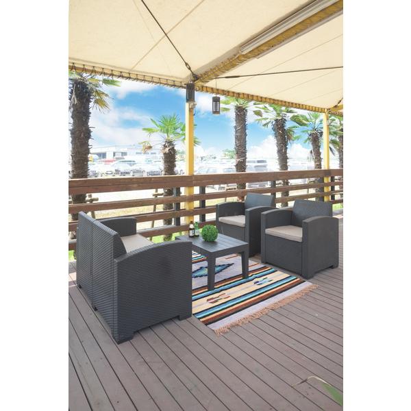 ガーデン ソファ ガーデン リビング 4点セット ODS-102DB ラタン風 ダーク 濃茶 |  | 12