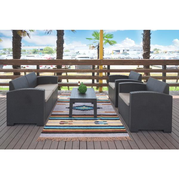 ガーデン ソファ ガーデン リビング 4点セット ODS-102DB ラタン風 ダーク 濃茶 |  | 13